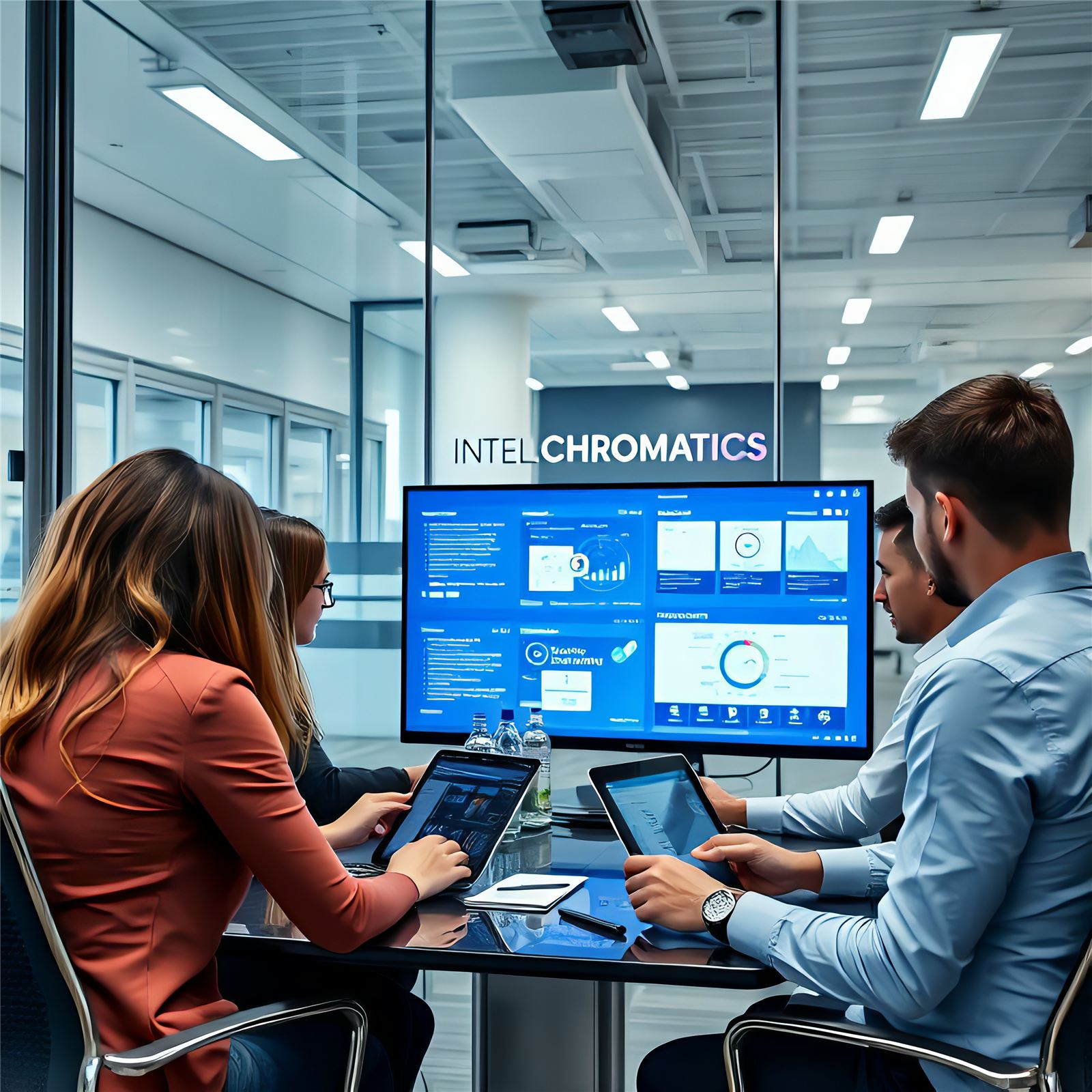 Team reviewing dashboards in a meeting